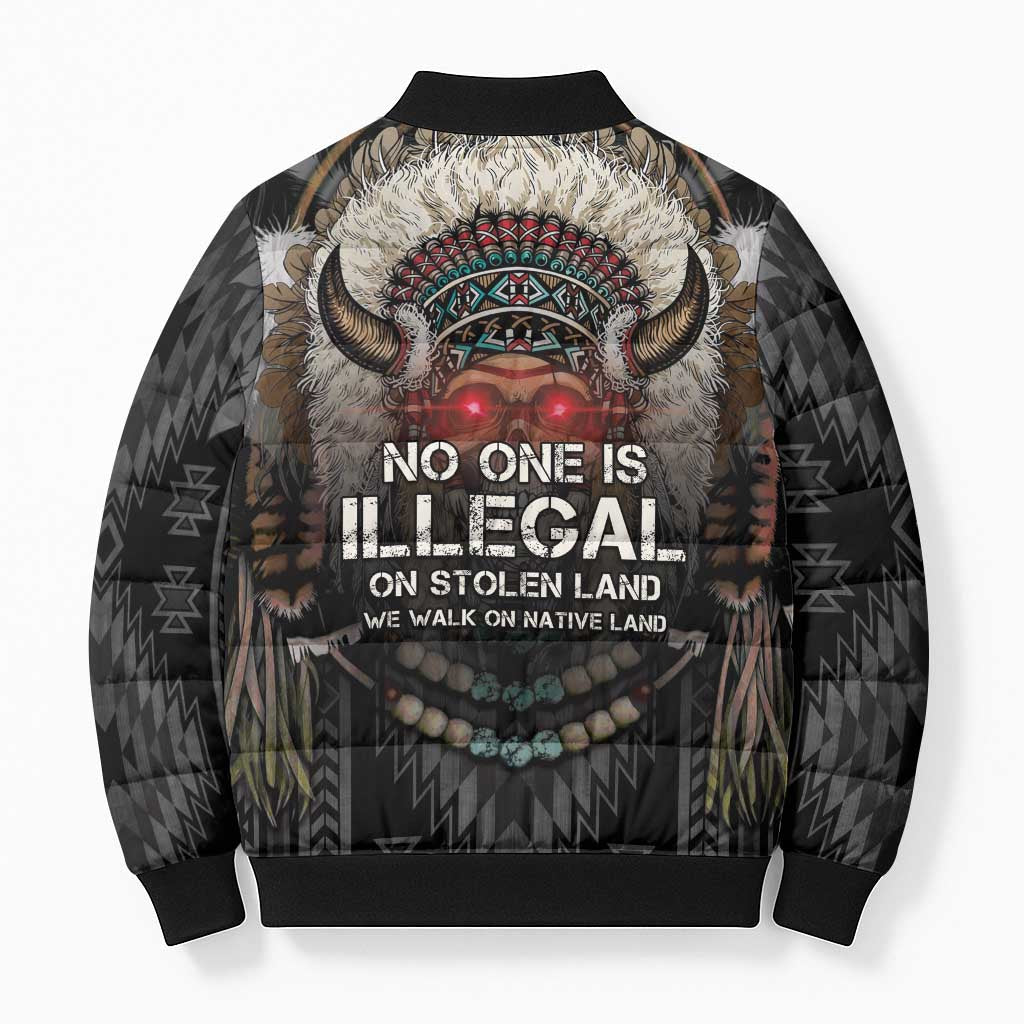 Native American Bomber Puffer Jacket No One Is Illegal On Stolen Land