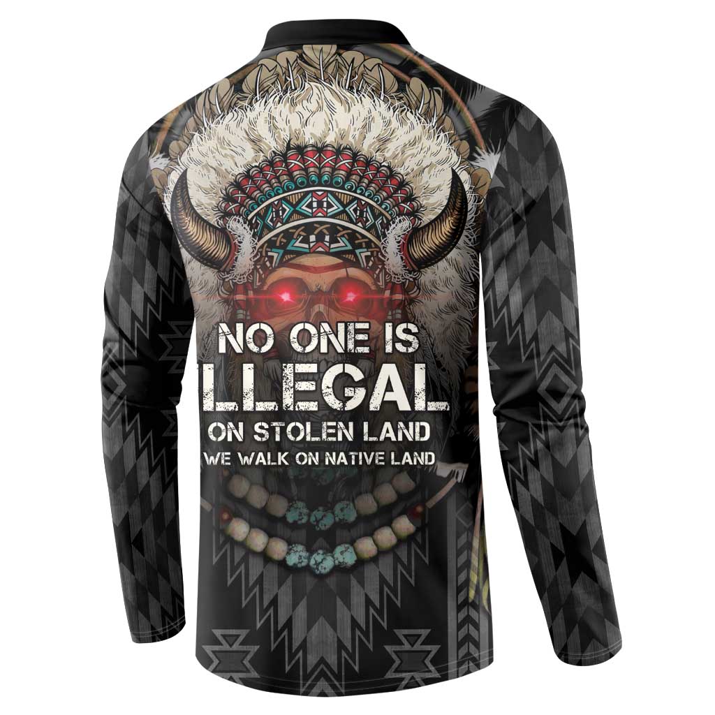 Native American Button Sweatshirt No One Is Illegal On Stolen Land