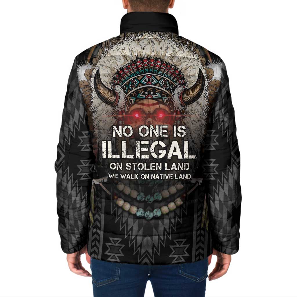 Native American Padded Jacket No One Is Illegal On Stolen Land