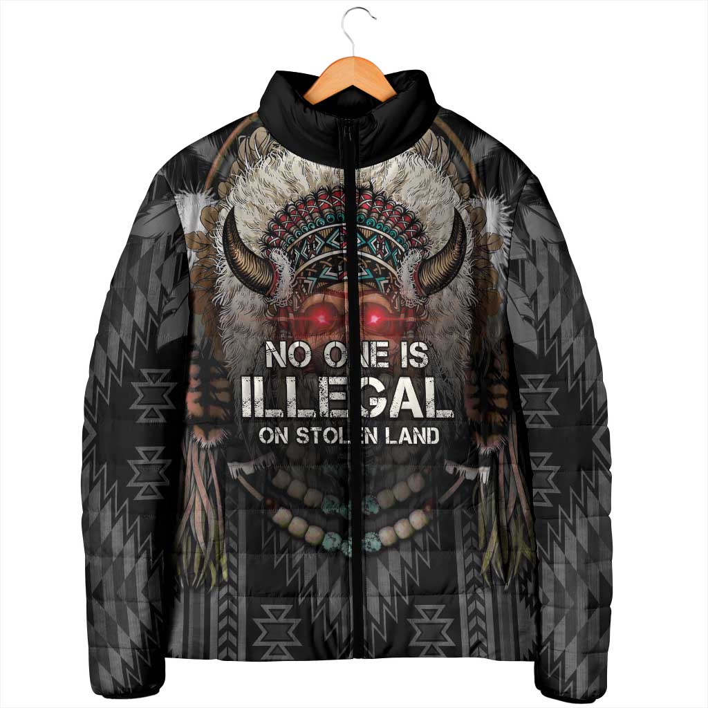 Native American Padded Jacket No One Is Illegal On Stolen Land