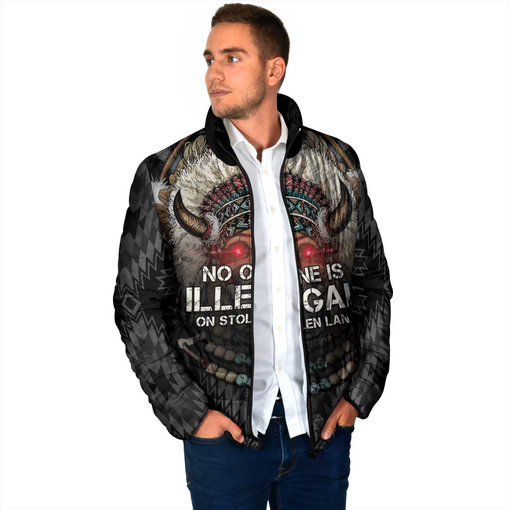 Native American Padded Jacket No One Is Illegal On Stolen Land
