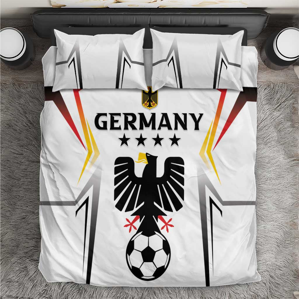 White Germany football bedding set with duvet and pillows, Germany text and eagle crest