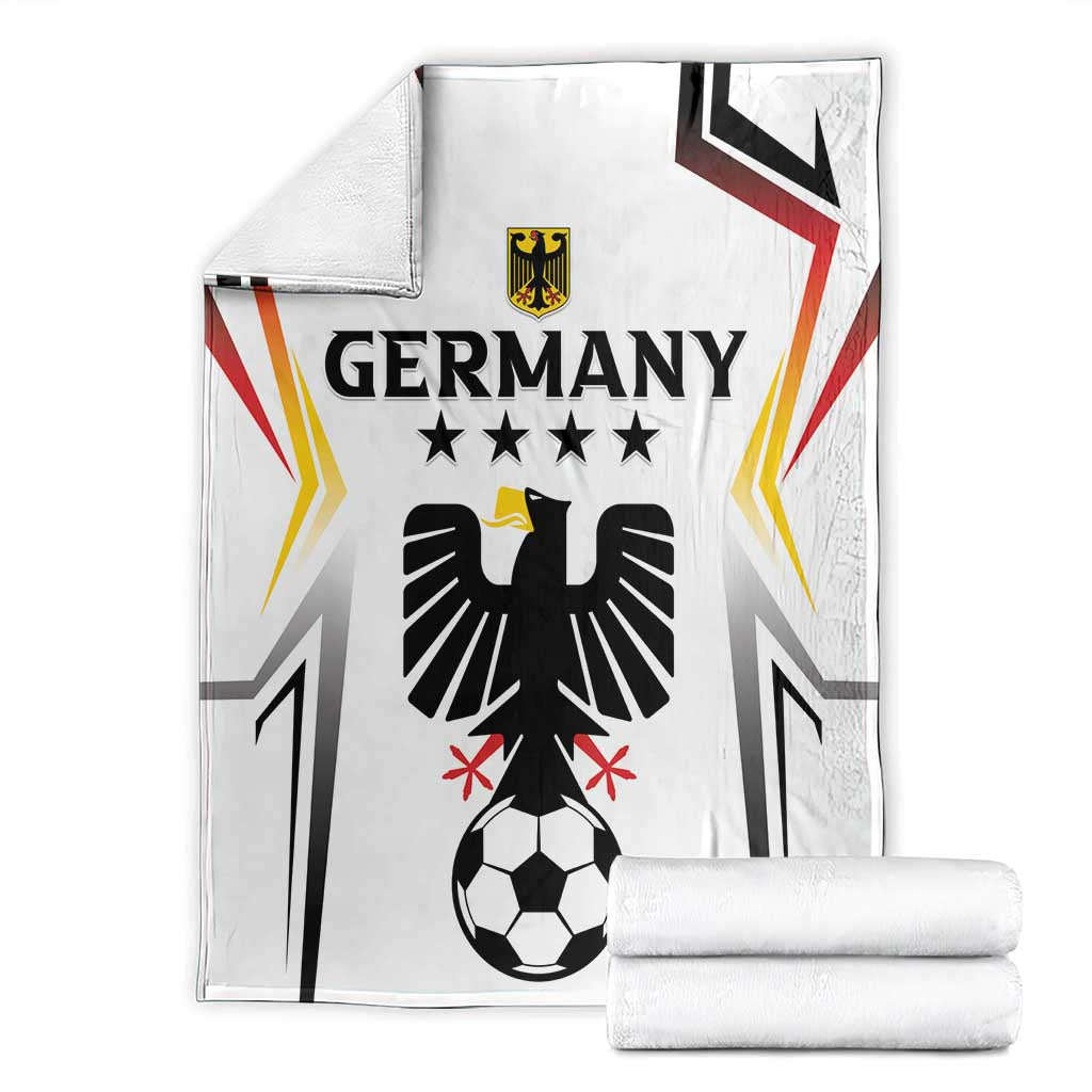 White Germany football blanket with eagle emblem, “GERMANY” wordmark, and soccer ball.