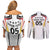 Custom Germany 2024 Football Couples Matching Off Shoulder Short Dress and Long Sleeve Button Shirt Go Champions Nationalelf White Version LT05 - Wonder Print Shop