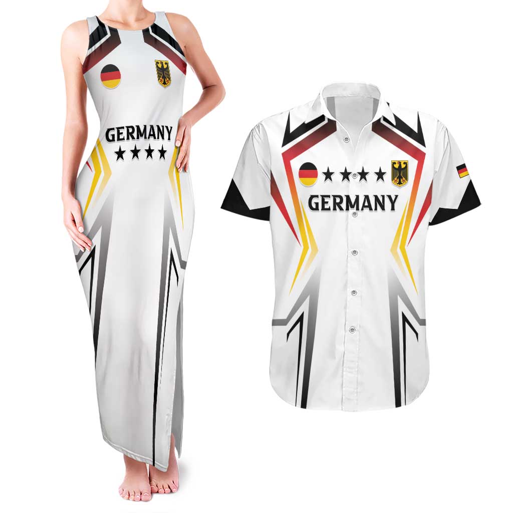 Custom Germany 2024 Football Couples Matching Tank Maxi Dress and Hawaiian Shirt Go Champions Nationalelf White Version LT05 - Wonder Print Shop