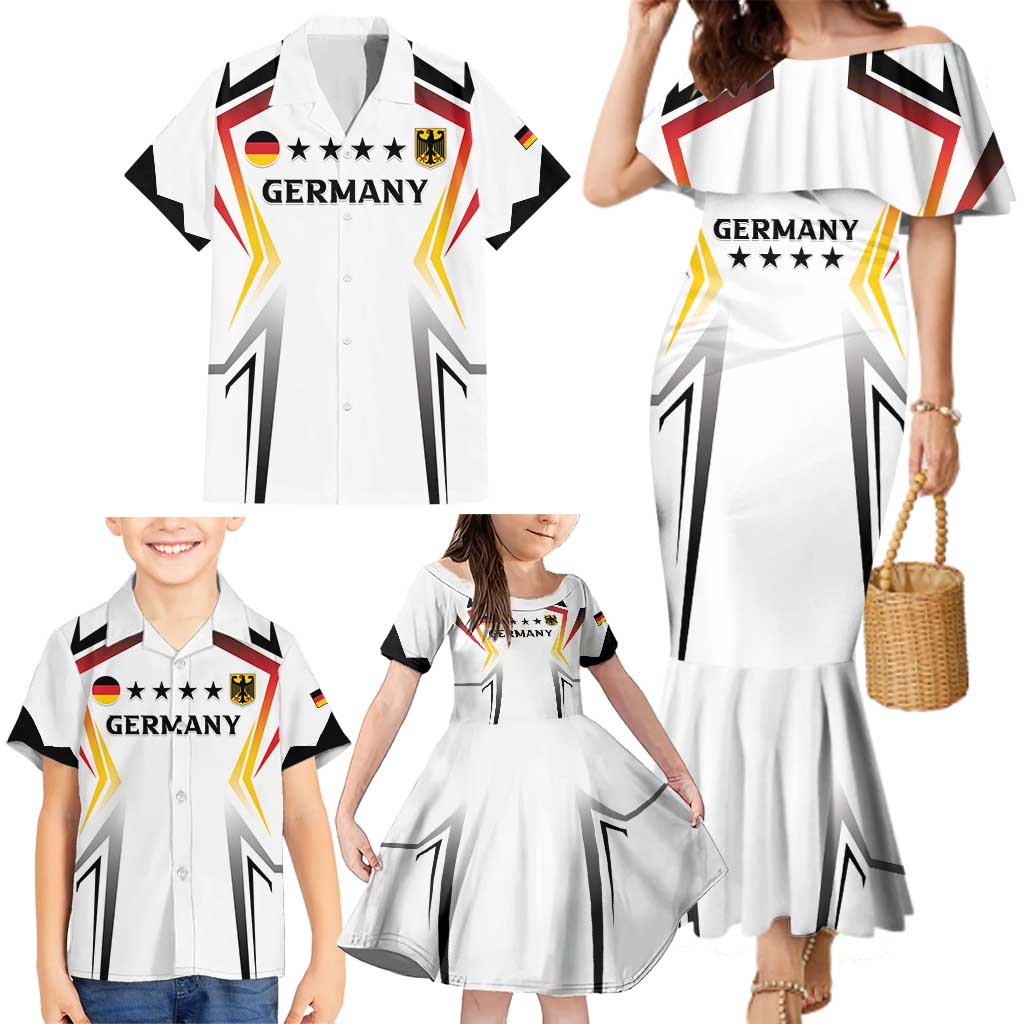 Custom Germany 2024 Football Family Matching Mermaid Dress and Hawaiian Shirt Go Champions Nationalelf White Version LT05 - Wonder Print Shop