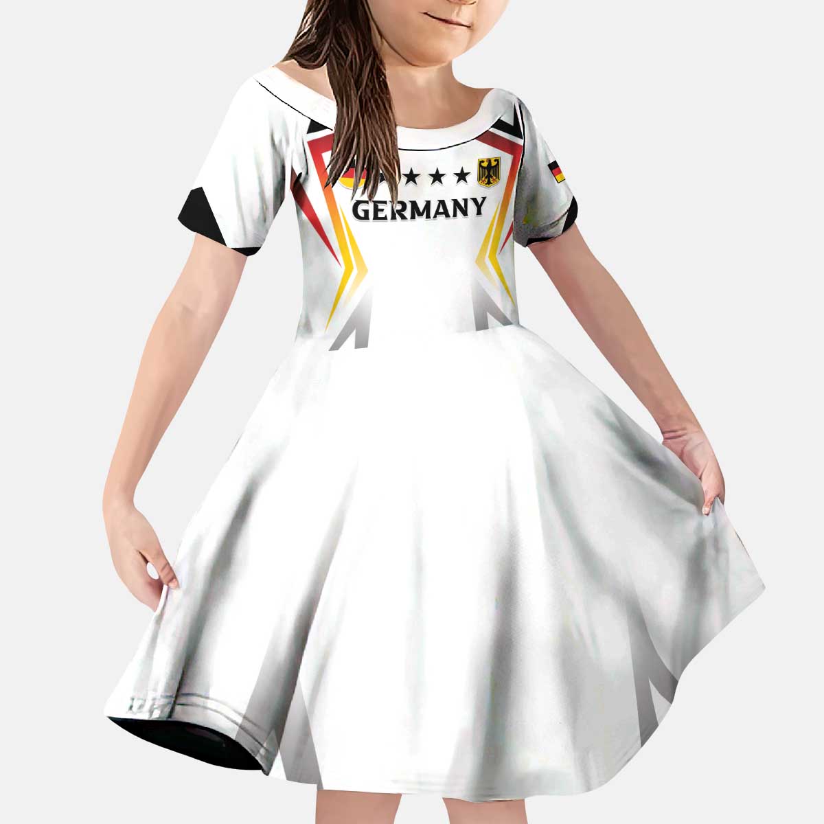 Custom Germany 2024 Football Kid Short Sleeve Dress Go Champions Nationalelf White Version LT05 - Wonder Print Shop