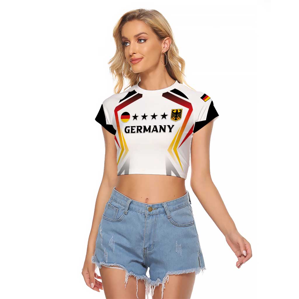 Custom Germany 2024 Football Raglan Cropped T Shirt Go Champions Nationalelf White Version