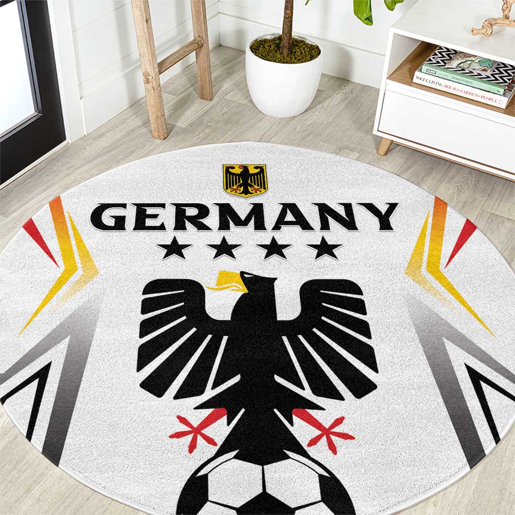 White round football carpet with Germany text and central eagle emblem