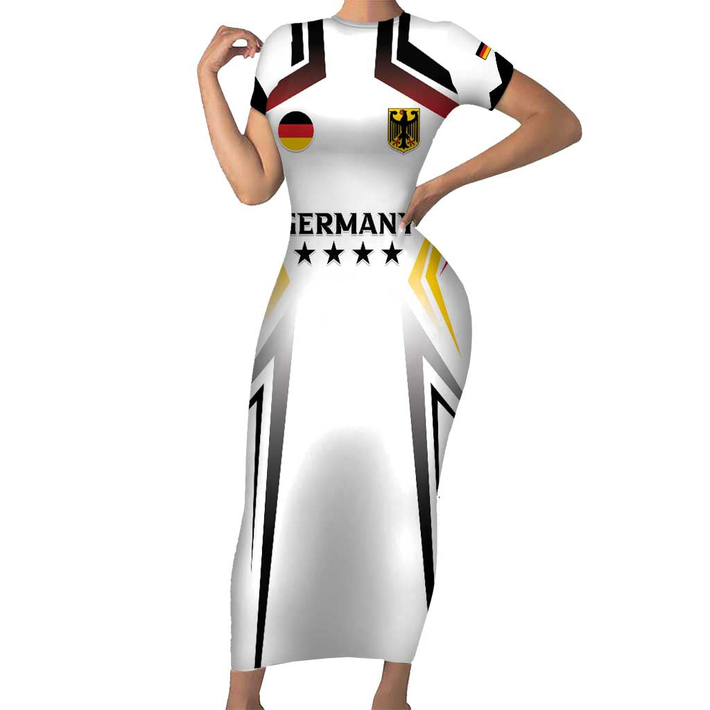 Custom Germany 2024 Football Short Sleeve Bodycon Dress Go Champions Nationalelf White Version