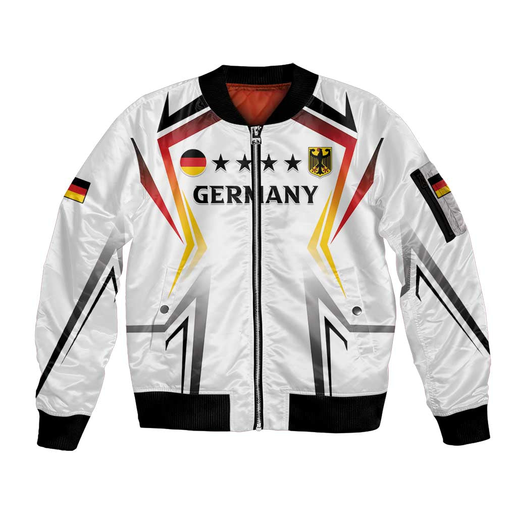 Custom Germany 2024 Football Sleeve Zip Bomber Jacket Go Champions Nationalelf White Version