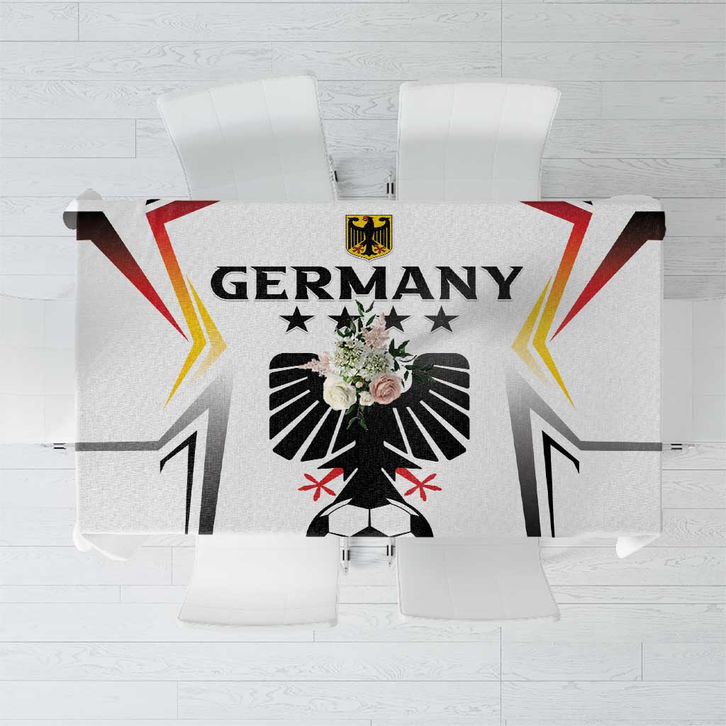 White football tablecloth with Germany crest and “GERMANY” text, central graphic