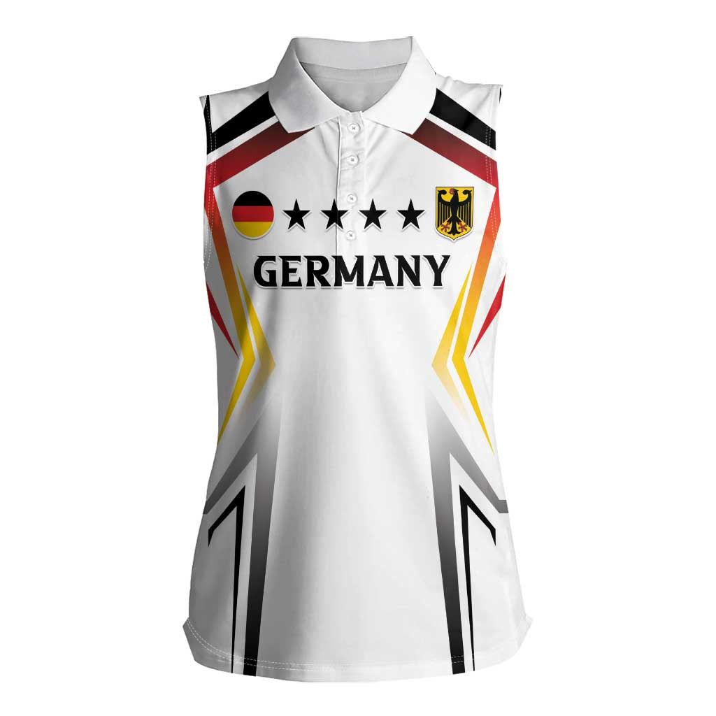 Custom Germany 2024 Football Women Sleeveless Polo Shirt Go Champions Nationalelf White Version