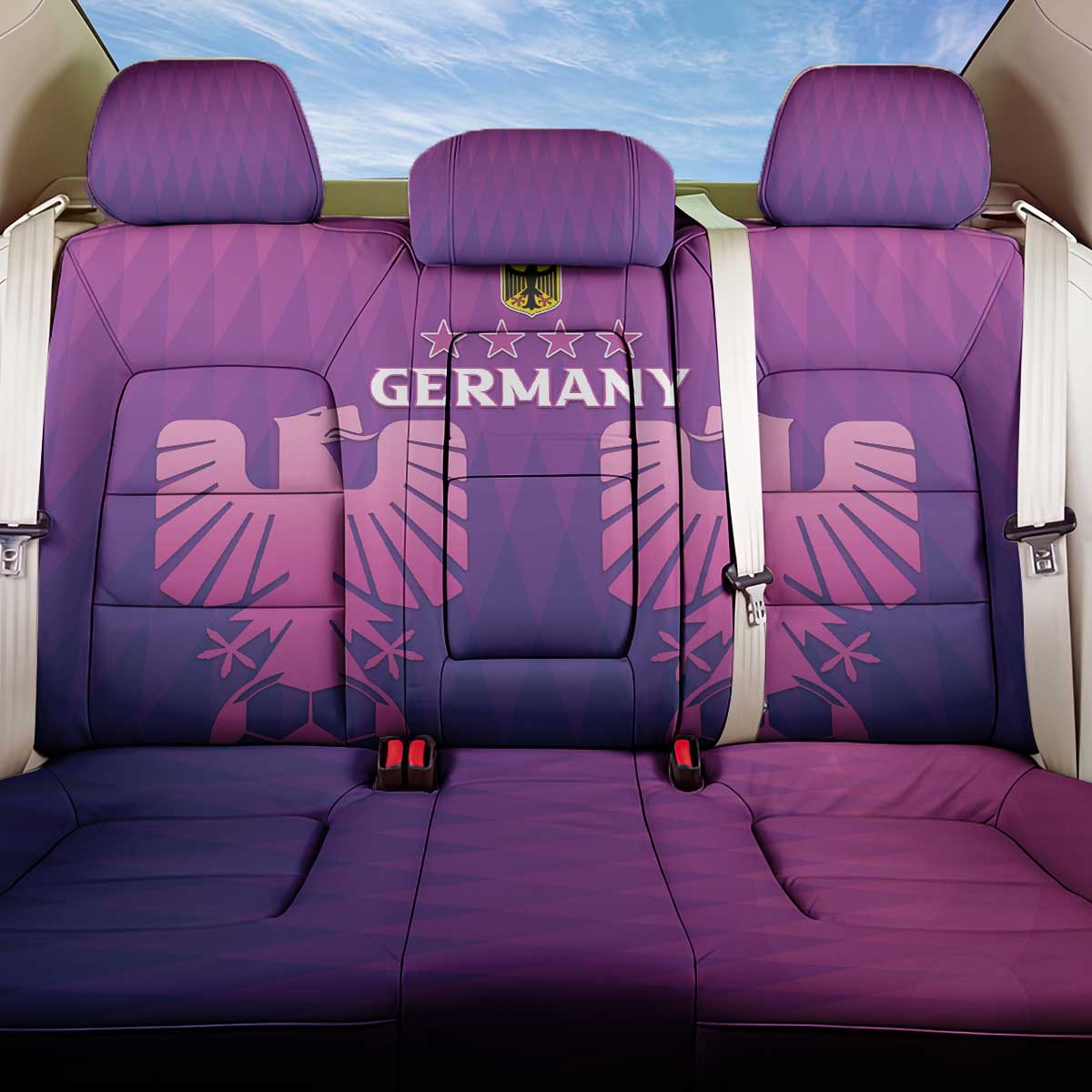 Germany 2024 Football Back Car Seat Cover Go Champions Nationalelf Pink Version LT05 - Wonder Print Shop