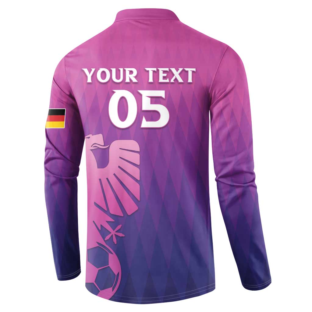 Back view: pink and purple football button sweatshirt with YOUR TEXT and 05 print