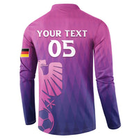 Back view: pink and purple football button sweatshirt with YOUR TEXT and 05 print