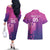 Custom Germany 2024 Football Couples Matching Off The Shoulder Long Sleeve Dress and Hawaiian Shirt Go Champions Nationalelf Pink Version LT05 - Wonder Print Shop