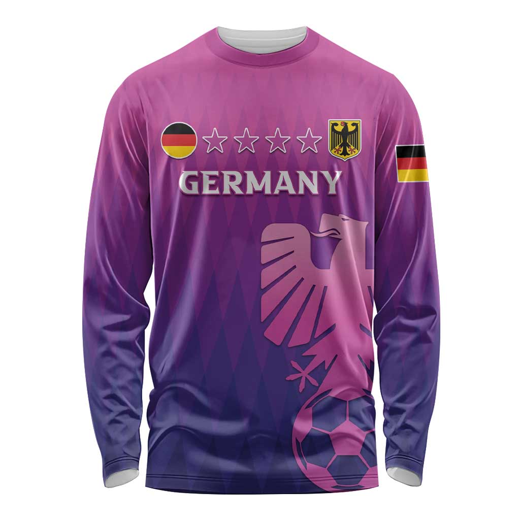 Custom Germany 2024 Football Long Sleeve Shirt Go Champions Nationalelf Pink Version LT05 - Wonder Print Shop