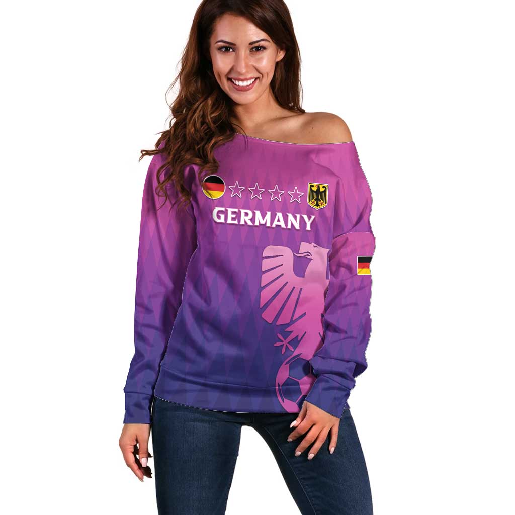 Custom Germany 2024 Football Off Shoulder Sweater Go Champions Nationalelf Pink Version LT05 - Wonder Print Shop