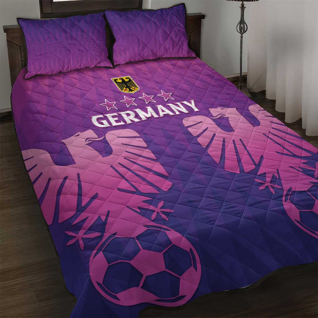 Custom Germany 2024 Football Quilt Bed Set Go Champions Nationalelf Pink Version