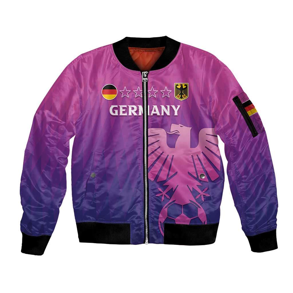 Custom Germany 2024 Football Sleeve Zip Bomber Jacket Go Champions Nationalelf Pink Version