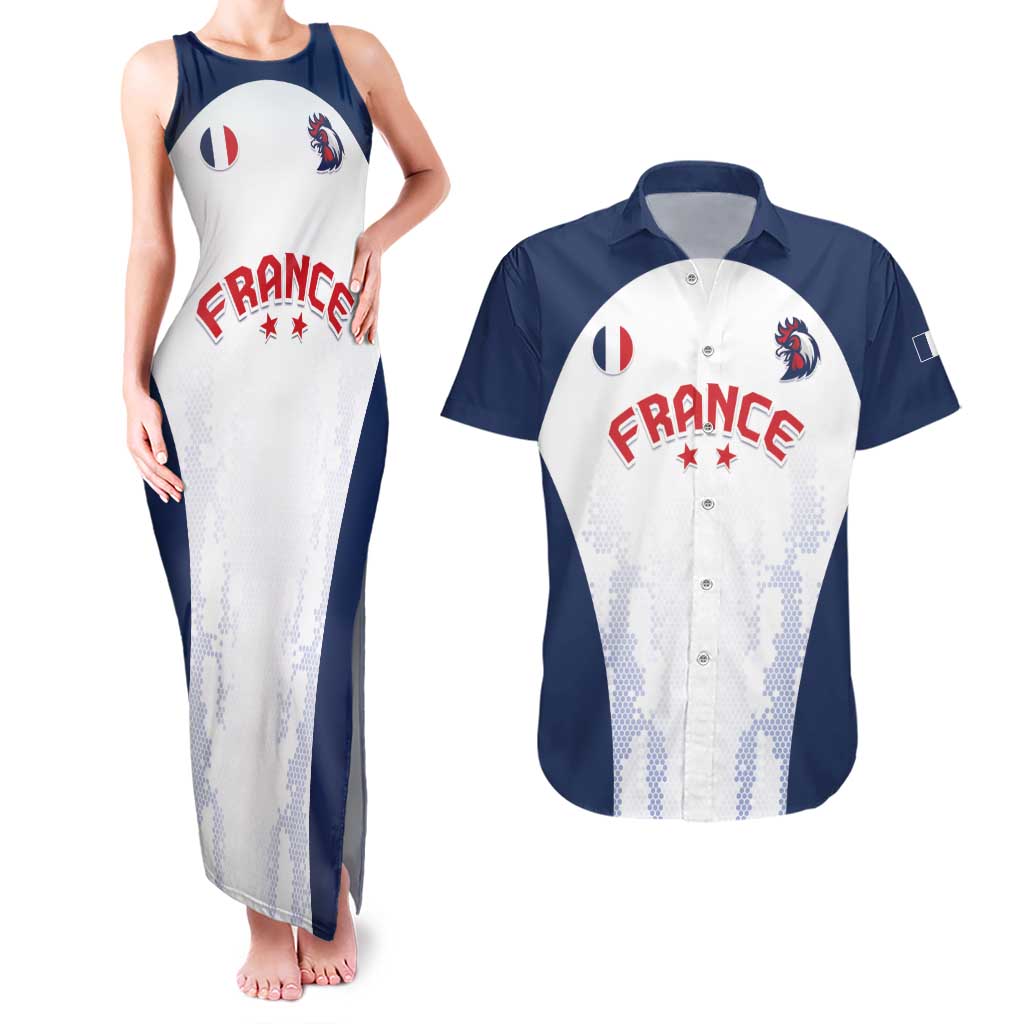 Custom France 2024 Football Couples Matching Tank Maxi Dress and Hawaiian Shirt Go Champions Les Bleus LT05 - Wonder Print Shop