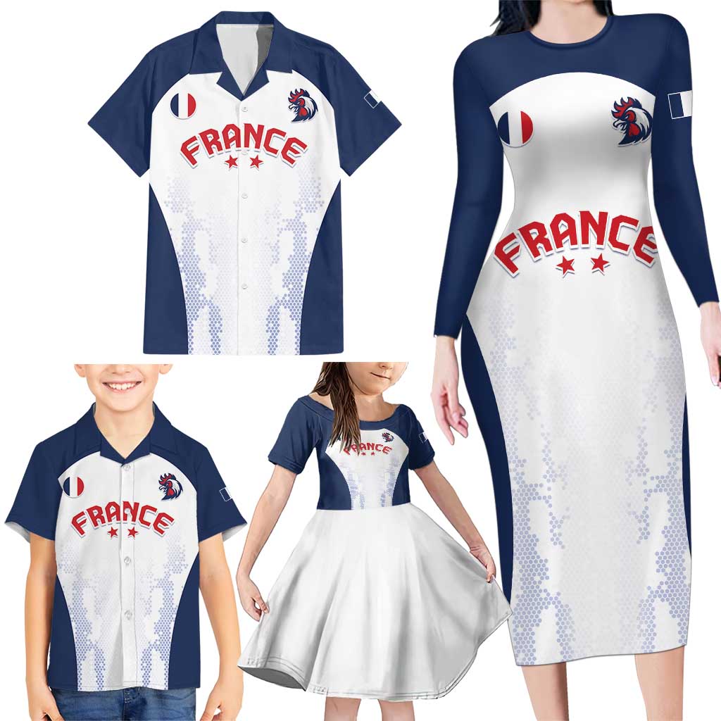 Custom France 2024 Football Family Matching Long Sleeve Bodycon Dress and Hawaiian Shirt Go Champions Les Bleus LT05 - Wonder Print Shop