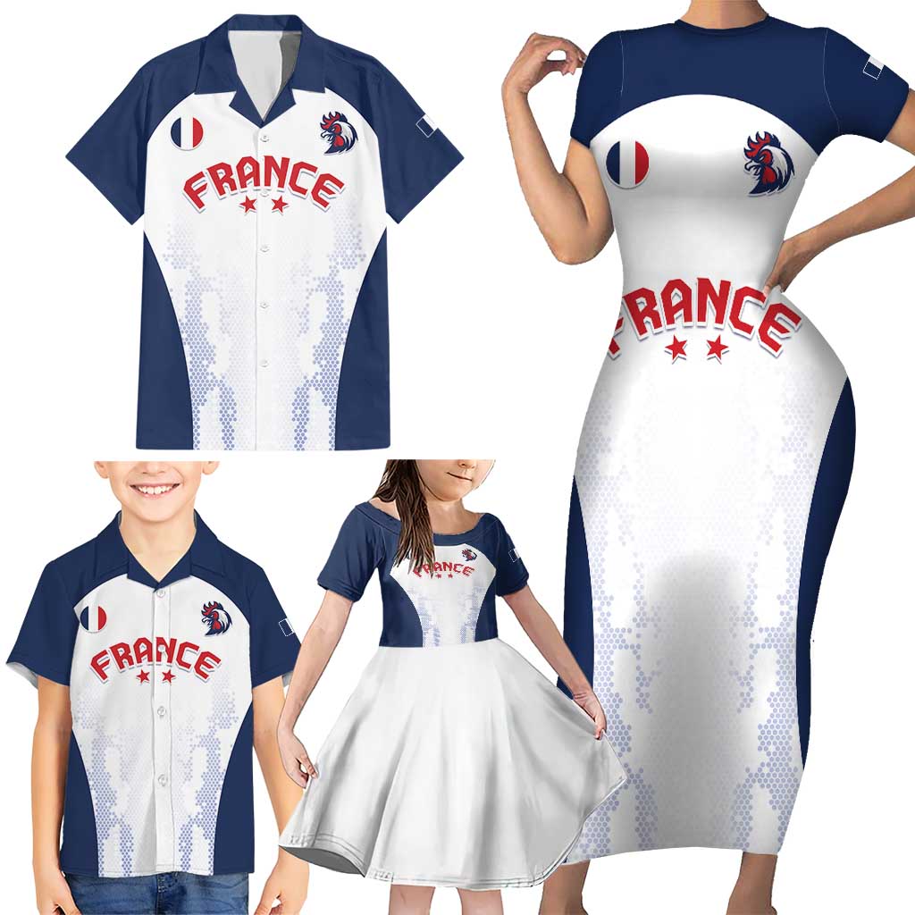 Custom France 2024 Football Family Matching Short Sleeve Bodycon Dress and Hawaiian Shirt Go Champions Les Bleus LT05 - Wonder Print Shop