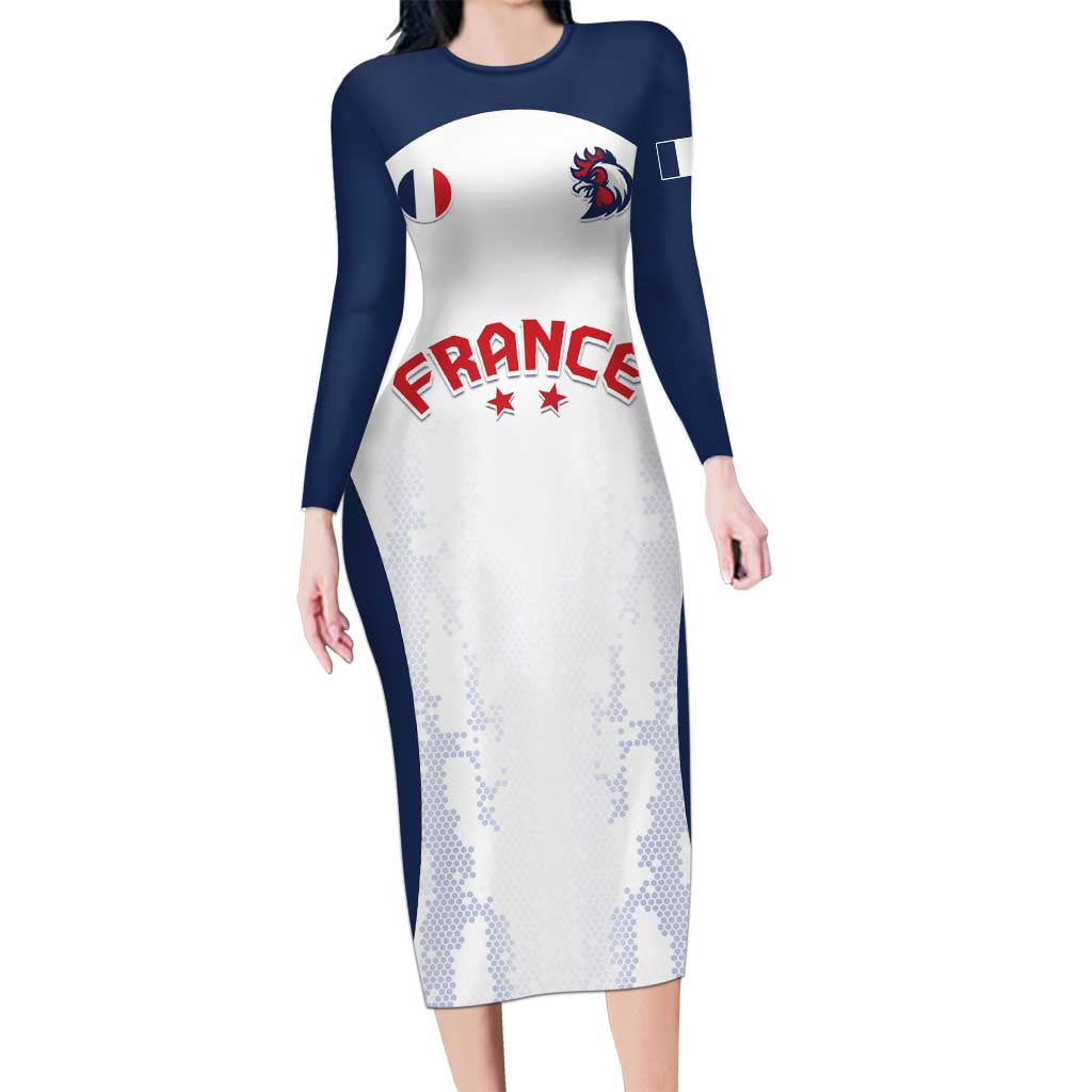 Custom France 2024 Football Long Sleeve Bodycon Dress Go Champions Les Bleus LT05 - Wonder Print Shop