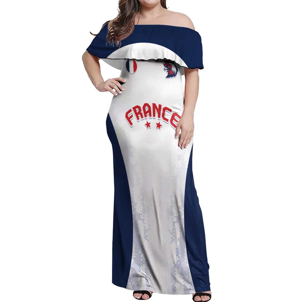 Custom France 2024 Football Off Shoulder Maxi Dress Go Champions Les Bleus LT05 - Wonder Print Shop