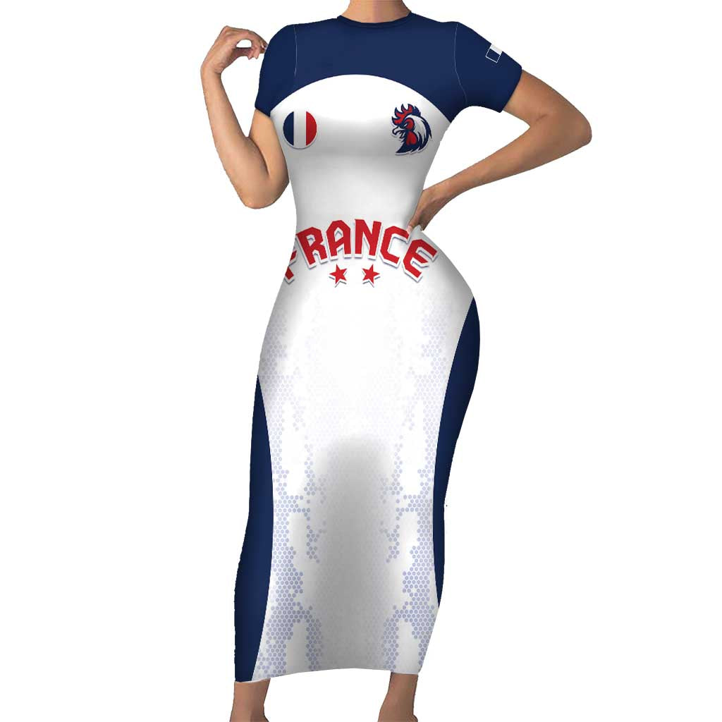 Custom France 2024 Football Short Sleeve Bodycon Dress Go Champions Les Bleus LT05 - Wonder Print Shop