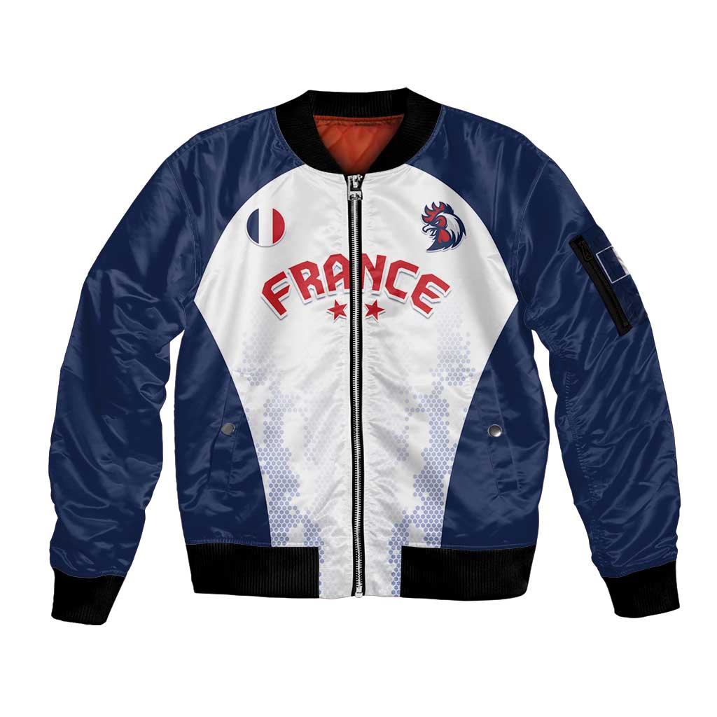 Custom France 2024 Football Sleeve Zip Bomber Jacket Go Champions Les Bleus LT05 - Wonder Print Shop