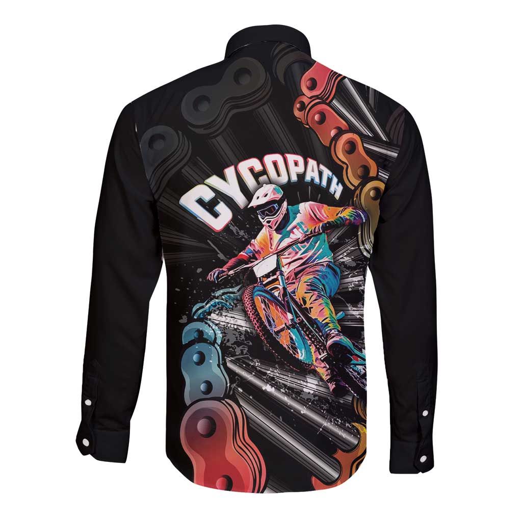 Cycopath Funny Cycling Long Sleeve Button Shirt Cycling lovers - Wonder Print Shop