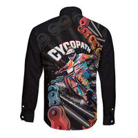 Cycopath Funny Cycling Long Sleeve Button Shirt Cycling lovers - Wonder Print Shop