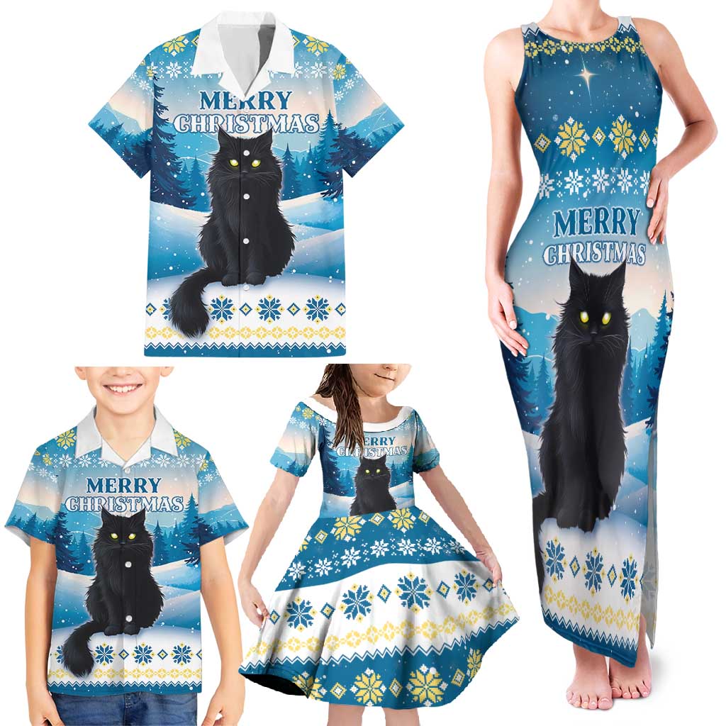 Merry Christmas Yule Cat Family Matching Tank Maxi Dress and Hawaiian Shirt Icelandic Folklore Jolakotturinn LT05 - Wonder Print Shop