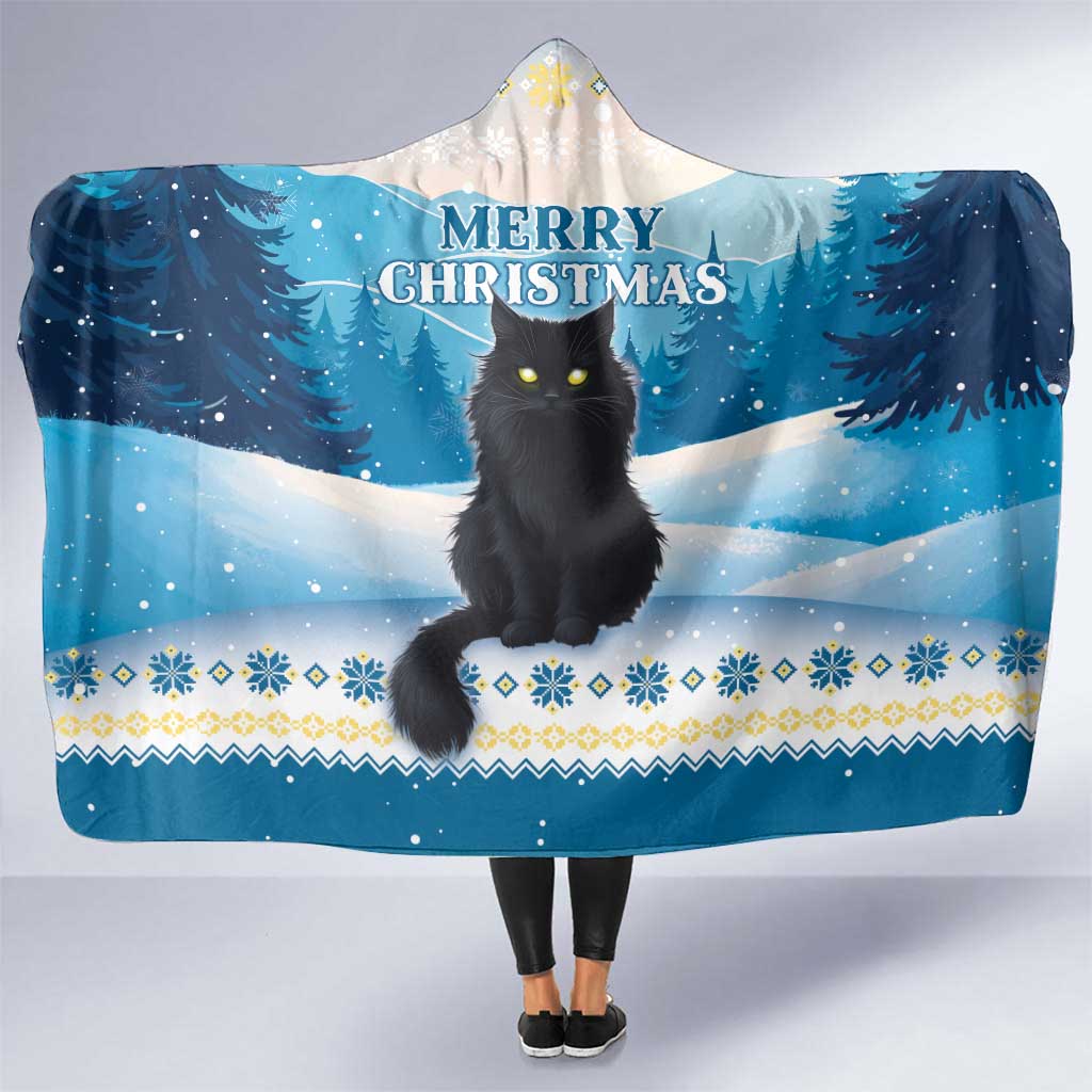 Merry Christmas Yule Cat Hooded Blanket Icelandic Folklore Jolakotturinn