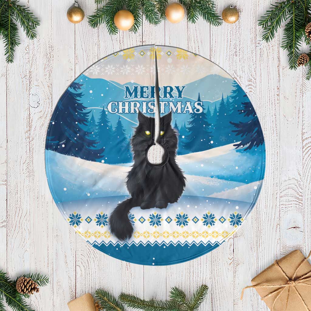 Merry Yule Cat Christmas Tree Skirt Icelandic Folklore Jolakotturinn