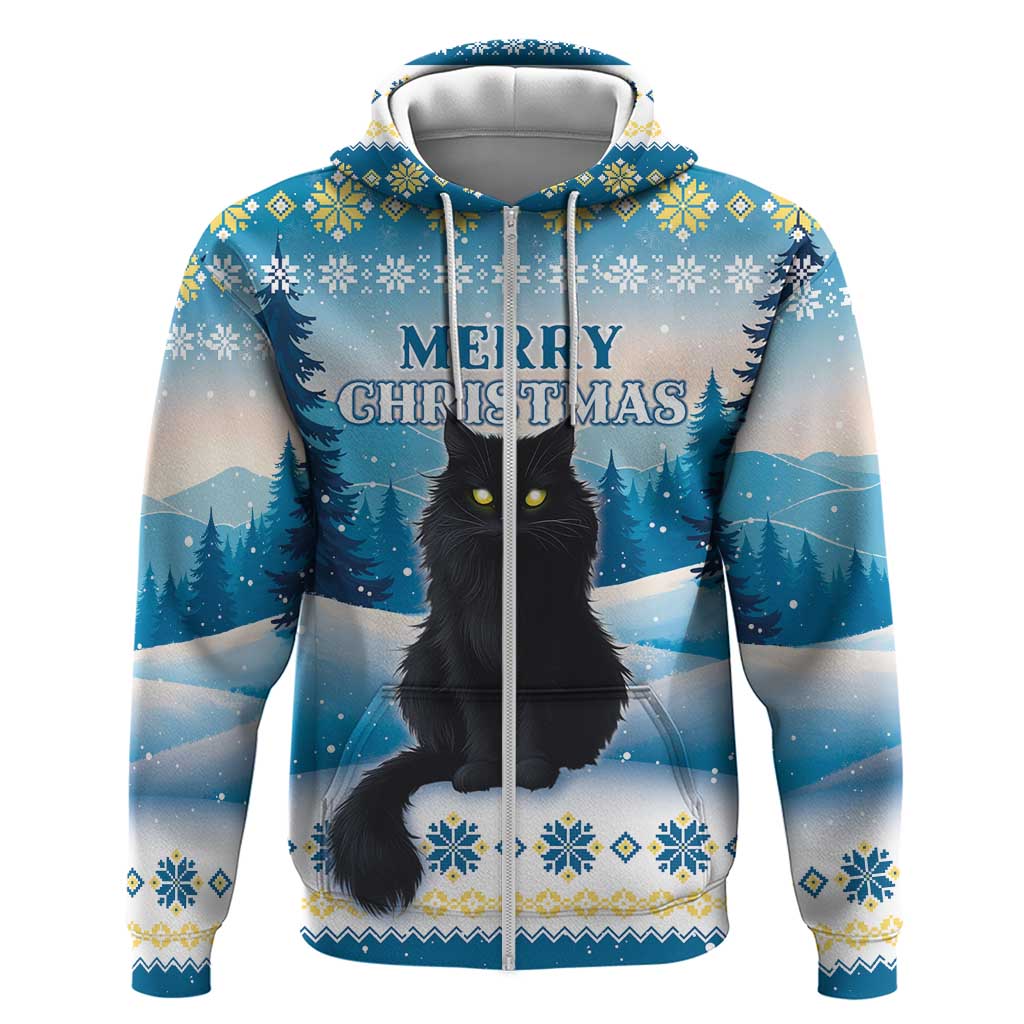 Merry Christmas Yule Cat Zip Hoodie Icelandic Folklore Jolakotturinn