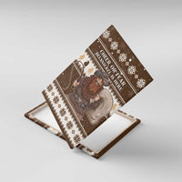 Belsnickel canvas wall art shown from an angled view with holiday decorative border.