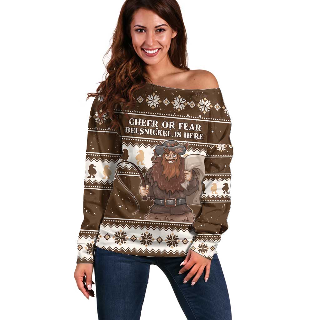 Funny Christmas Belsnickel Off Shoulder Sweater Impish Or Admirable LT05 - Wonder Print Shop