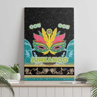 Canvas wall art featuring a colorful Junkanoo mask, OOOU accents, and JUNKANOO text