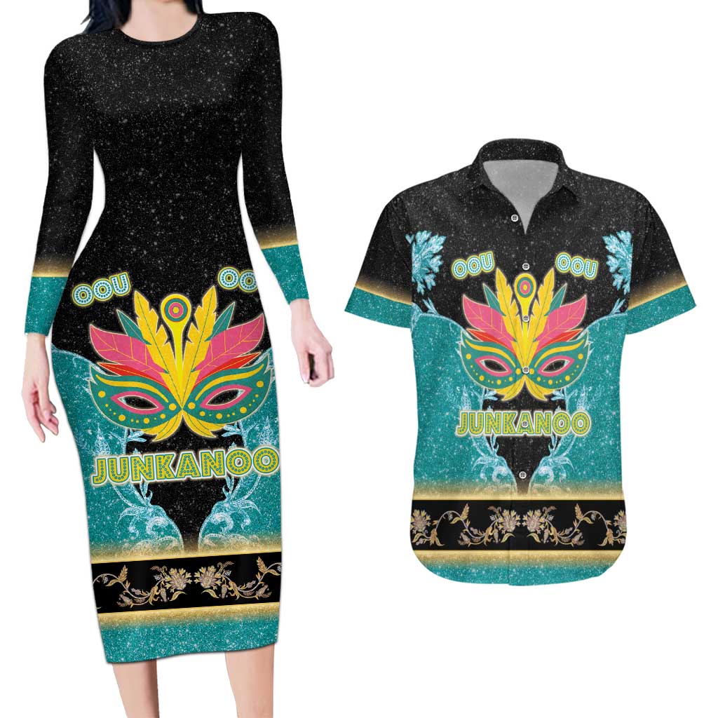 Bahamas Junkanoo Couples Matching Long Sleeve Bodycon Dress and Hawaiian Shirt Junkanoo Is Life LT05 - Wonder Print Shop