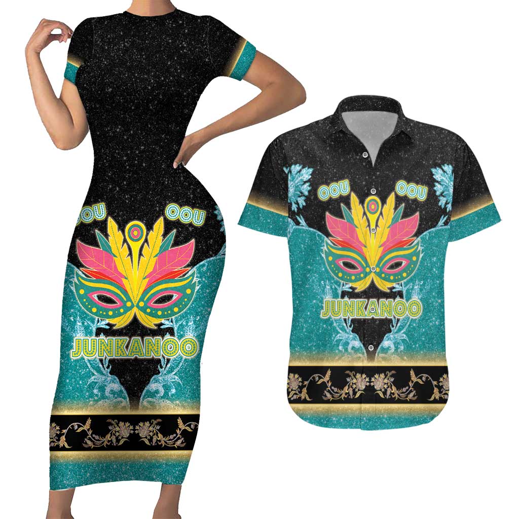 Bahamas Junkanoo Couples Matching Short Sleeve Bodycon Dress and Hawaiian Shirt Junkanoo Is Life LT05 - Wonder Print Shop