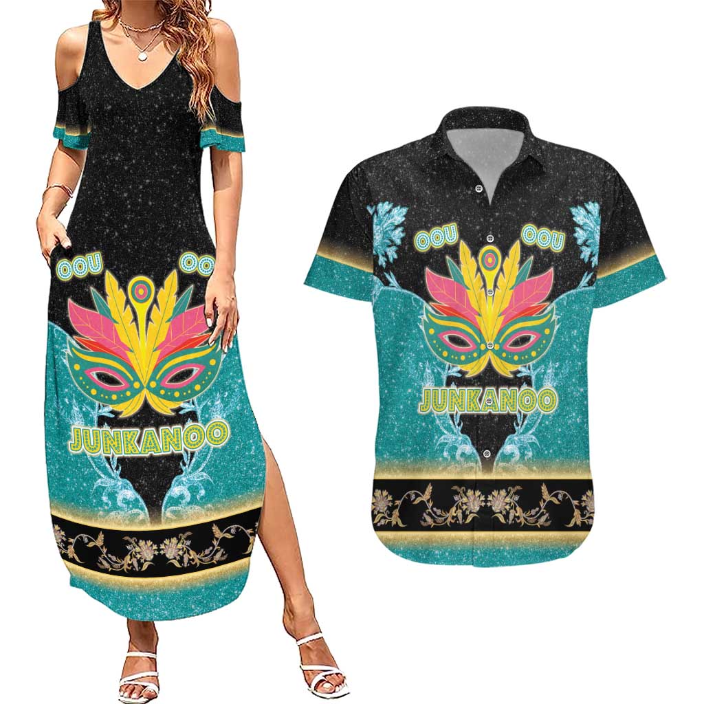 Bahamas Junkanoo Couples Matching Summer Maxi Dress and Hawaiian Shirt Junkanoo Is Life LT05 - Wonder Print Shop