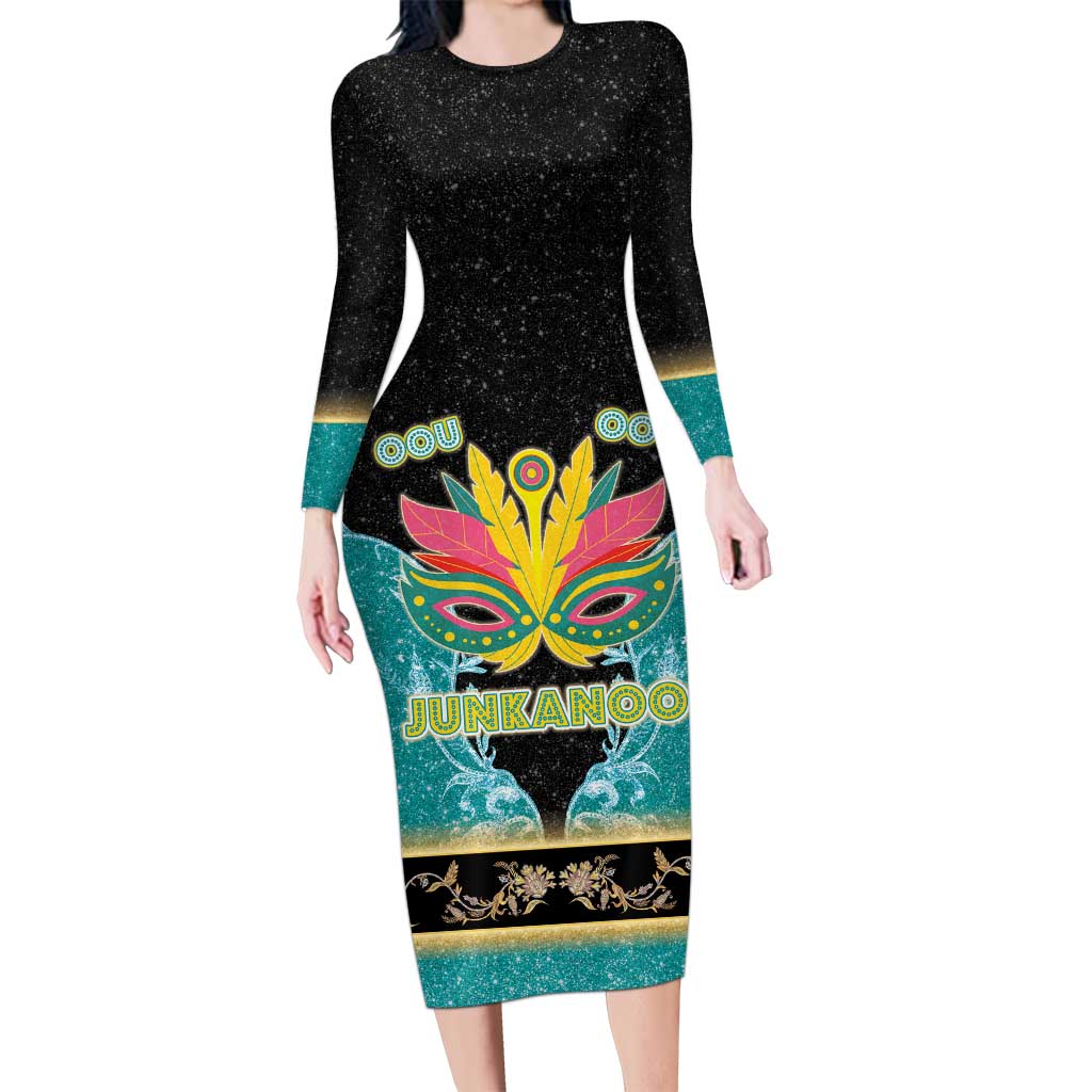 Bahamas Junkanoo Long Sleeve Bodycon Dress Junkanoo Is Life LT05 - Wonder Print Shop