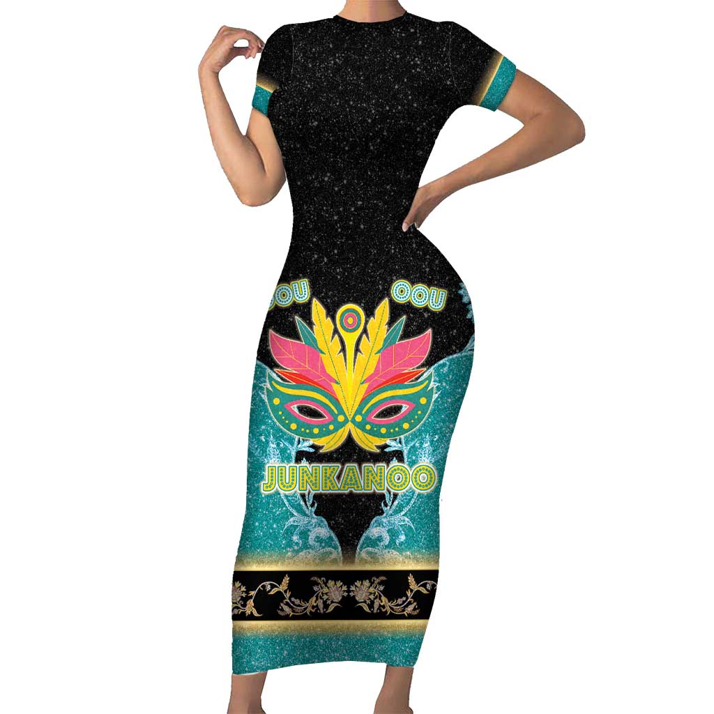 Bahamas Junkanoo Short Sleeve Bodycon Dress Junkanoo Is Life LT05 - Wonder Print Shop