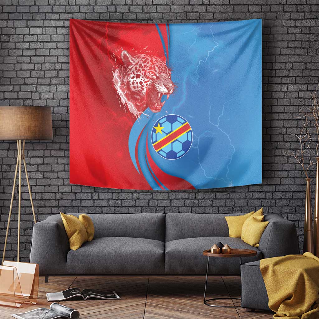 Football 2026 DR Congo Leopards Tapestry Lightning Style