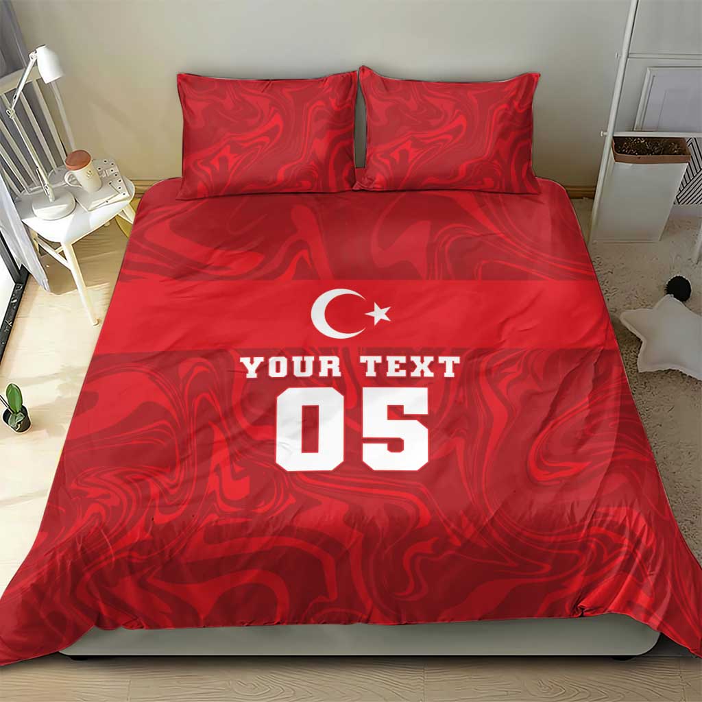Custom Football 2026 Turkey Bedding Set Crescent-Stars Simple Style