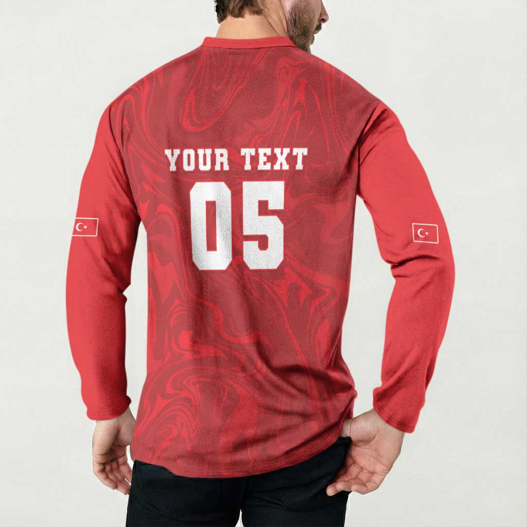 Custom Football 2026 Turkey Button Sweatshirt Crescent-Stars Simple Style
