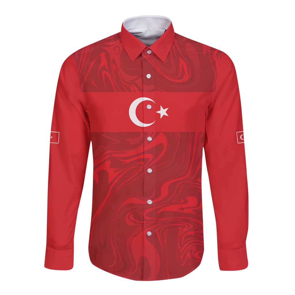 Custom Football 2026 Turkey Long Sleeve Button Shirt Crescent-Stars Simple Style